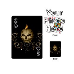 Golden Skull With Crow And Floral Elements Playing Cards 54 (mini)  by FantasyWorld7