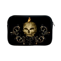 Golden Skull With Crow And Floral Elements Apple Ipad Mini Zipper Cases by FantasyWorld7