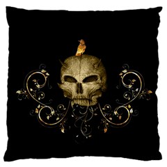 Golden Skull With Crow And Floral Elements Standard Flano Cushion Case (two Sides) by FantasyWorld7