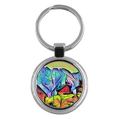 Magic Cube Abstract Art Key Chains (round)  by NouveauDesign