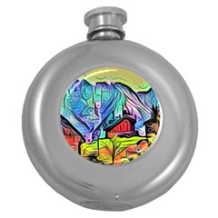 Magic Cube Abstract Art Round Hip Flask (5 Oz) by NouveauDesign