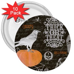 Vintage Halloween 3  Buttons (10 Pack)  by Valentinaart