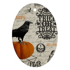 Vintage Halloween Oval Ornament (two Sides) by Valentinaart