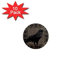 Vintage Halloween Raven 1  Mini Magnet (10 Pack)  by Valentinaart