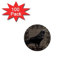 Vintage Halloween Raven 1  Mini Magnets (100 Pack)  by Valentinaart