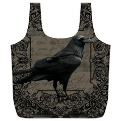 Vintage Halloween Raven Full Print Recycle Bags (l) 