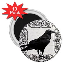 Vintage Halloween Raven 2 25  Magnets (10 Pack)  by Valentinaart