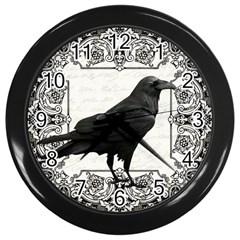 Vintage Halloween Raven Wall Clocks (black) by Valentinaart