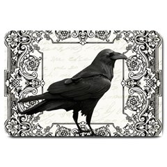 Vintage Halloween Raven Large Doormat  by Valentinaart