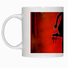 Dancing Couple On Red Background With Flowers And Hearts White Mugs by FantasyWorld7