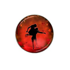 Dancing Couple On Red Background With Flowers And Hearts Hat Clip Ball Marker (4 Pack) by FantasyWorld7