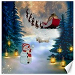 Christmas, Snowman With Santa Claus And Reindeer Canvas 12  x 12   11.4 x11.56  Canvas - 1