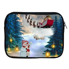 Christmas, Snowman With Santa Claus And Reindeer Apple Ipad 2/3/4 Zipper Cases by FantasyWorld7