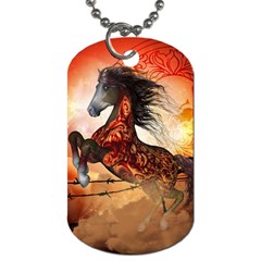 Awesome Creepy Running Horse With Skulls Dog Tag (one Side) by FantasyWorld7