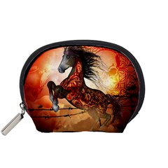 Awesome Creepy Running Horse With Skulls Accessory Pouches (small)  by FantasyWorld7