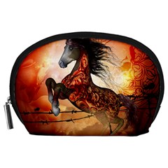 Awesome Creepy Running Horse With Skulls Accessory Pouches (large)  by FantasyWorld7
