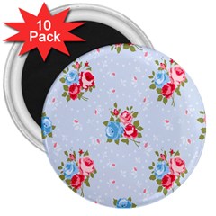 cute shabby chic floral pattern 3  Magnets (10 pack) 