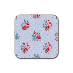 cute shabby chic floral pattern Rubber Coaster (Square) 