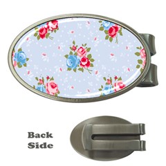 cute shabby chic floral pattern Money Clips (Oval) 