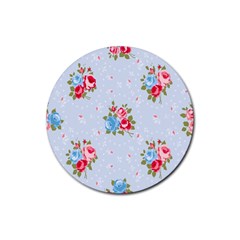 cute shabby chic floral pattern Rubber Coaster (Round) 