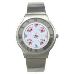 cute shabby chic floral pattern Stainless Steel Watch