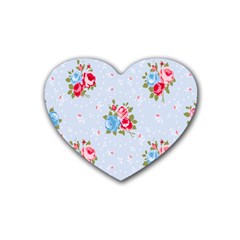 cute shabby chic floral pattern Rubber Coaster (Heart) 