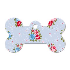 cute shabby chic floral pattern Dog Tag Bone (One Side)