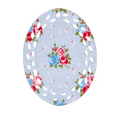 cute shabby chic floral pattern Ornament (Oval Filigree)