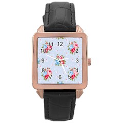 cute shabby chic floral pattern Rose Gold Leather Watch 