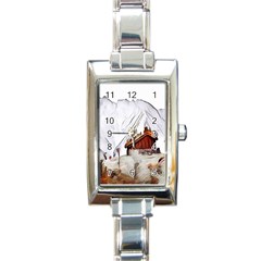 French Coffee Style Abstract Art Rectangle Italian Charm Watch by NouveauDesign