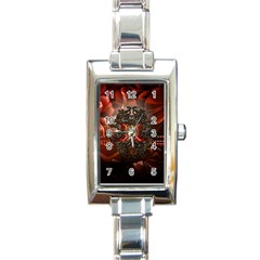 Wonderful Floral Design With Diamond Rectangle Italian Charm Watch by FantasyWorld7