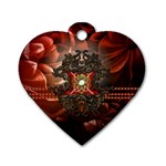 Wonderful Floral Design With Diamond Dog Tag Heart (One Side) Front