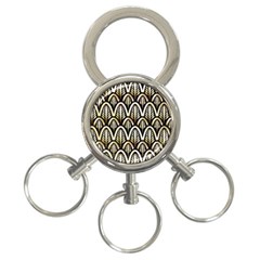 Art Deco Gold Black Shell Pattern 3-ring Key Chains by NouveauDesign