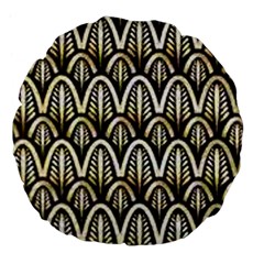 Art Deco Gold Black Shell Pattern Large 18  Premium Flano Round Cushions by NouveauDesign