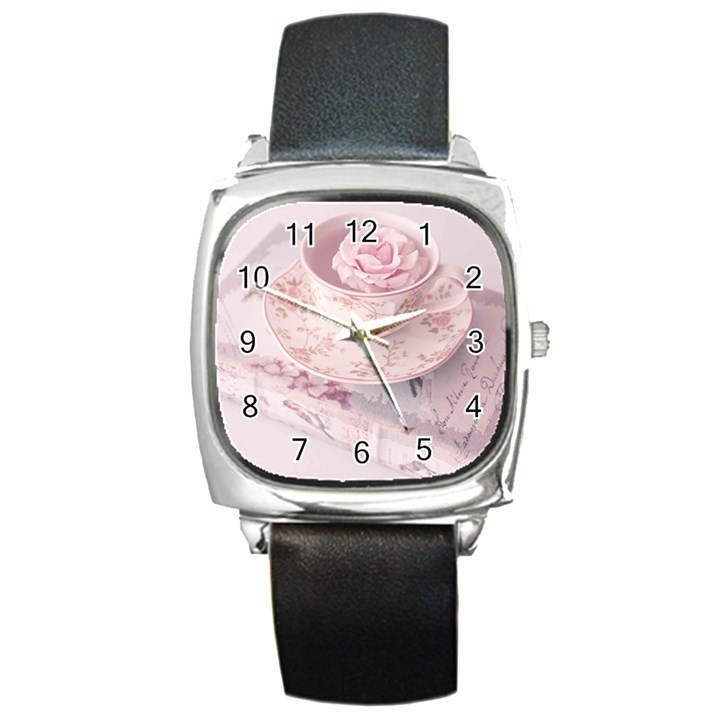 shabby chic high tea Square Metal Watch