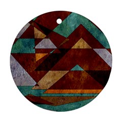 Turquoise And Bronze Triangle Design With Copper Ornament (round) by digitaldivadesigns