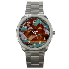 Turquoise And Bronze Triangle Design With Copper Sport Metal Watch by digitaldivadesigns