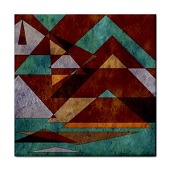 Turquoise And Bronze Triangle Design With Copper Face Towel by digitaldivadesigns