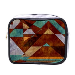 Turquoise And Bronze Triangle Design With Copper Mini Toiletries Bags by digitaldivadesigns