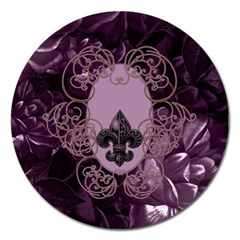 Soft Violett Floral Design Magnet 5  (round) by FantasyWorld7