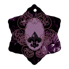 Soft Violett Floral Design Snowflake Ornament (two Sides) by FantasyWorld7