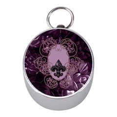 Soft Violett Floral Design Mini Silver Compasses by FantasyWorld7