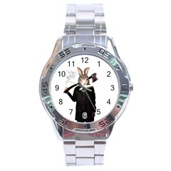 Evil Rabbit Stainless Steel Analogue Watch by Valentinaart