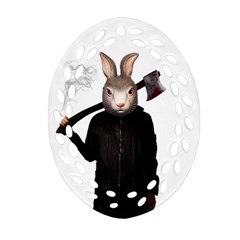 Evil Rabbit Ornament (oval Filigree) by Valentinaart