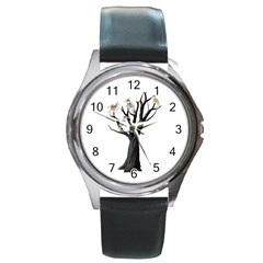 Dead Tree  Round Metal Watch by Valentinaart