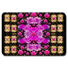 Flowers And Gold In Fauna Decorative Style Large Doormat  by pepitasart