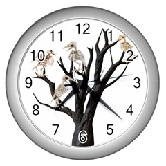 Dead Tree  Wall Clocks (silver)  by Valentinaart