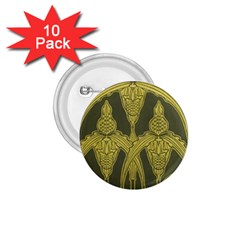 Green Floral Art Nouveau 1 75  Buttons (10 Pack) by NouveauDesign