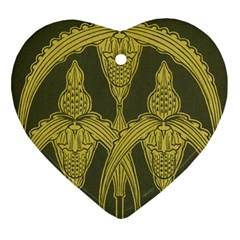 Green Floral Art Nouveau Heart Ornament (two Sides) by NouveauDesign