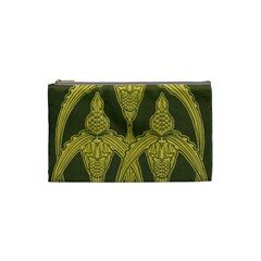 Green Floral Art Nouveau Cosmetic Bag (small)  by NouveauDesign